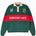 Green and red rugby sweater with 'Wisdom of Age' embroidered on the front  on a white background