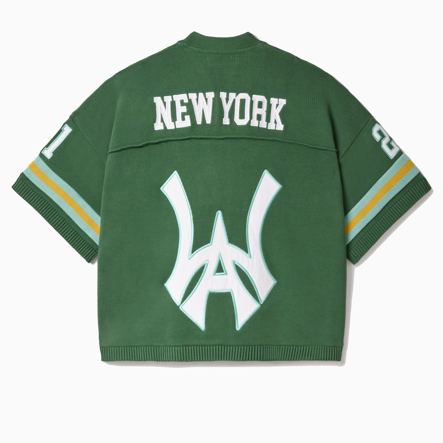 Sage Green Football jersey with 'New York' and logo on a white background