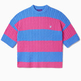 Cable-Knit Short-Sleeve T-Shirt- Cotton Candy
