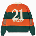 Sweater with '21 W.O.A.F.C.' embroidered on a white background.