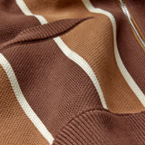 Stripe Zip Up Cardigan- Café Mocha