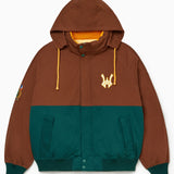 Front view of the Harbor Sailing Jacket  in Mocha / Marine Green