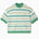 Striped Short sleeve sweater with green , yellow and white horizontal stripes on a white background