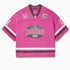 Pink knitted football  jersey with Wisdom Of Age skyline, WA logos anda captains patch.