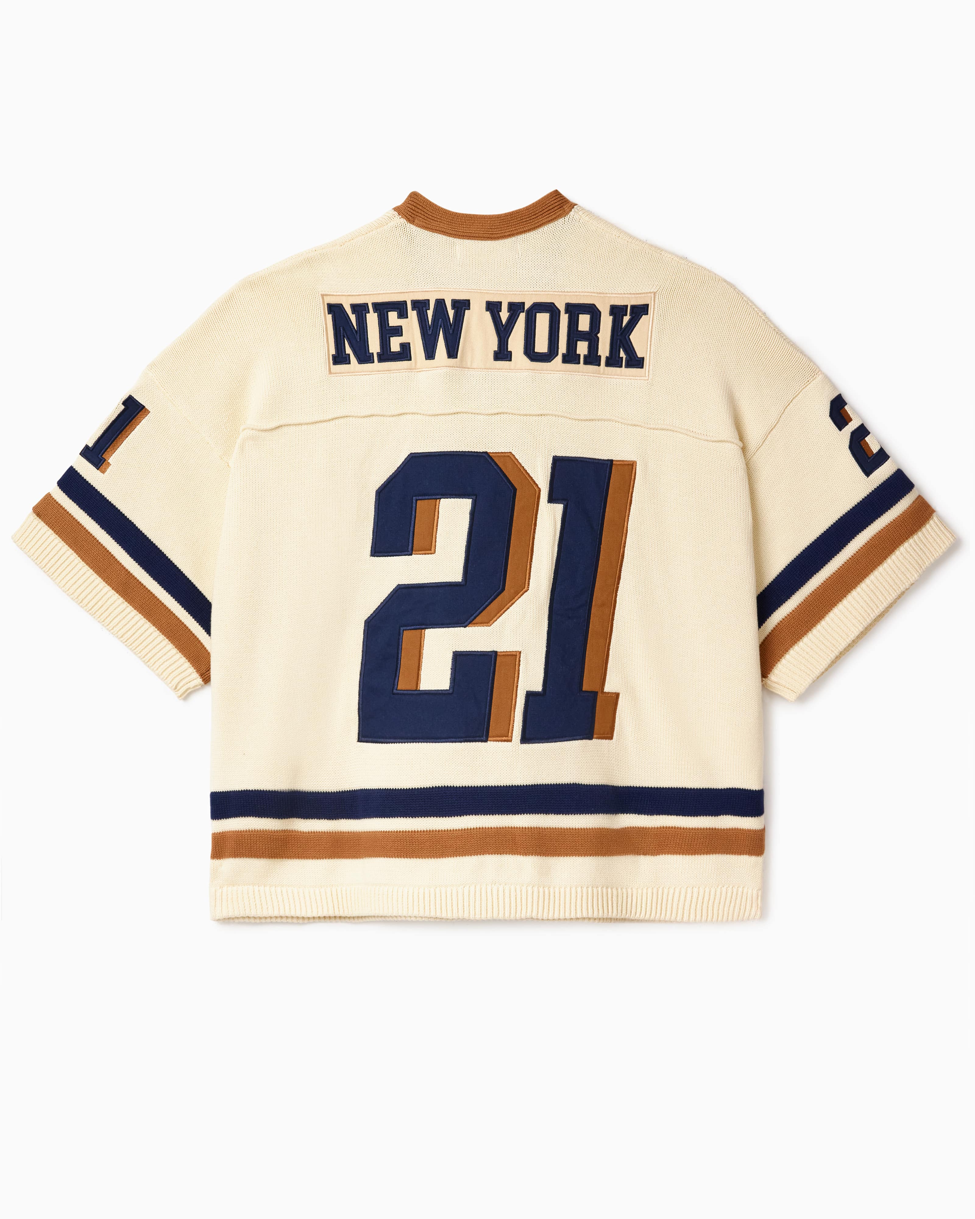 Wisdom Of age football jersey with 'New York' and number '21' on a white background