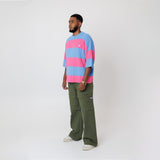 Cable-Knit Short-Sleeve T-Shirt- Cotton Candy