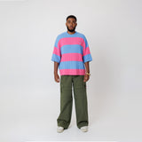 Cable-Knit Short-Sleeve T-Shirt- Cotton Candy