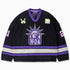 Front view of the Wisdom Of Age Knit Hockey jersey Midnight. WOA Liberty logo on the front with  and captains C on the left shoulder and a WA patch on the right shoulder. the number 21 on the sleeves