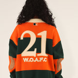 Bleecker Rugby Polo LS - Orange & Green