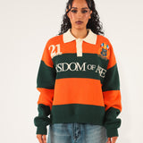 Bleecker Rugby Polo LS - Orange & Green