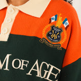 Bleecker Rugby Polo LS - Orange & Green