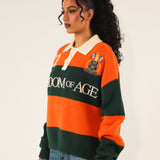 Bleecker Rugby Polo LS - Orange & Green