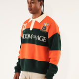 Bleecker Rugby Polo LS - Orange & Green