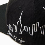 Wisdom Of age Skyline Fitted Hat black side view close up