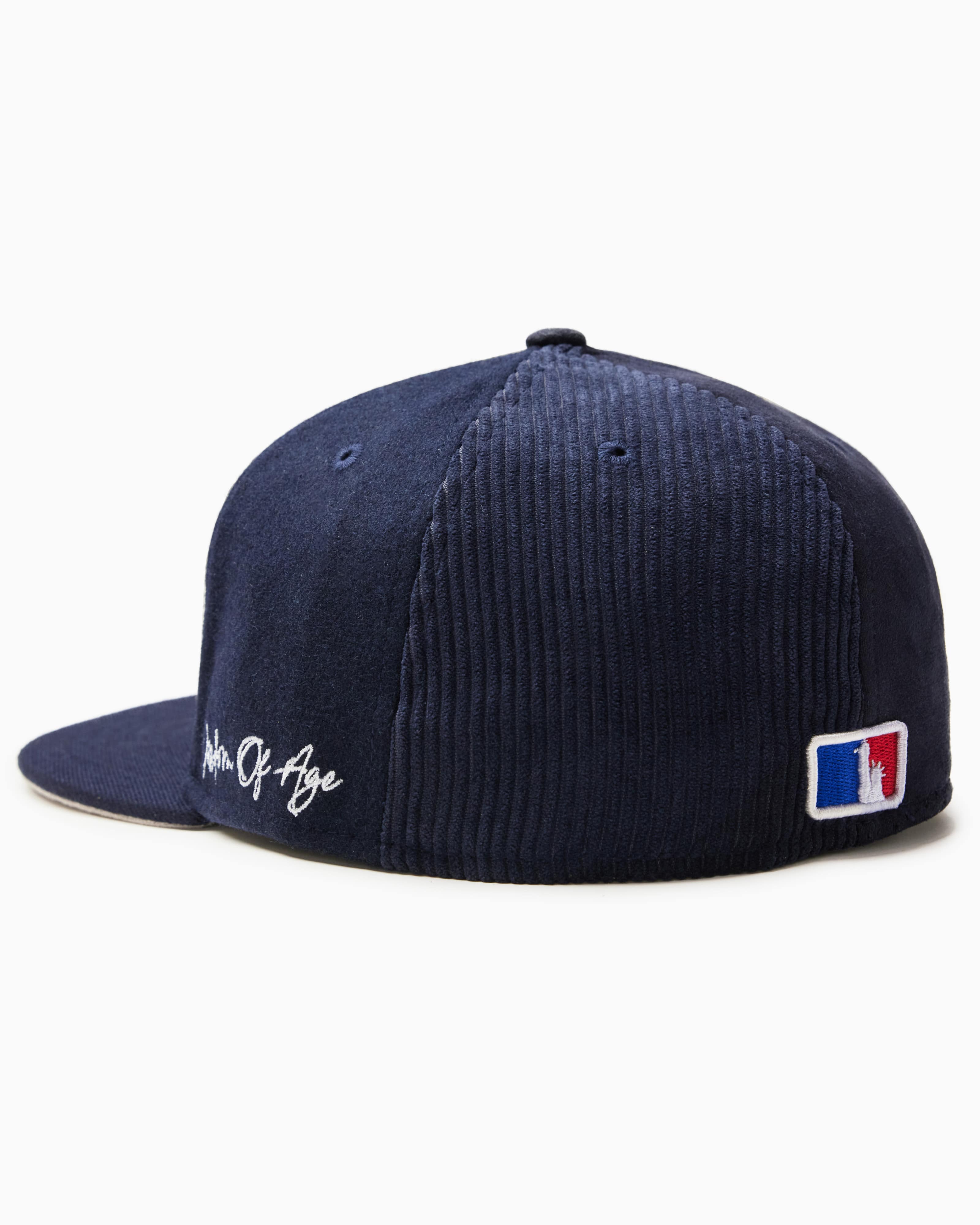 Wisdom Of age Logo Fitted Hat Navy back side view