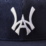 Wisdom Of age Logo Fitted Hat Navy Front view Close up