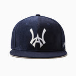 Wisdom Of age Logo Fitted Hat Navy Front view Close up