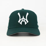 Green baseball cap with a white WA logo on a white background