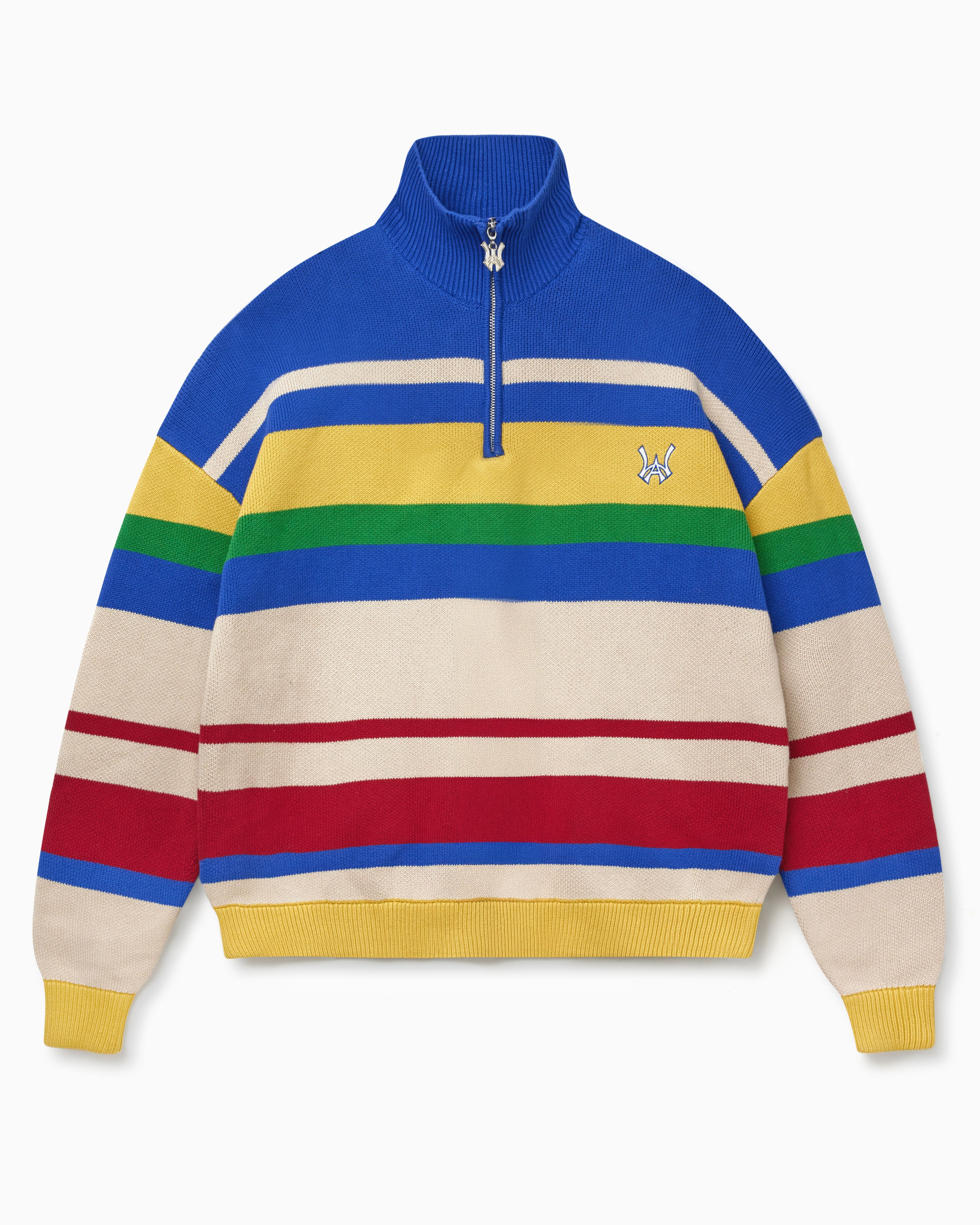Horizon Stripe Quarter Zip Sweater- Multi – Wisdom Of Age