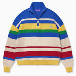 Colorful striped sweater with the WA logo on a white background