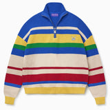 Colorful striped sweater with the WA logo on a white background