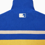 Blue, white, and yellow striped sweater with the NY Tough on a white background
