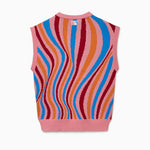 Colorful striped sweater vest on a white background