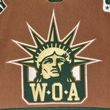 Close up of the WOA Liberty Embroidered on the front.