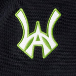 WA logo in white with a neon green outline
