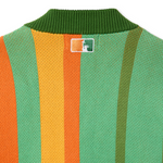 Closer look at the back of the sweater with an embroidered square patch below the nape of the neck and collar. The patch contains the upper half of the Statue of Liberty in a "NY Tough" inspired logo.