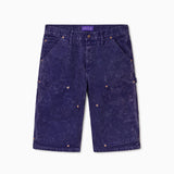 WOA Canvas Carpenter Shorts in Purple with WOA brand label on a white background