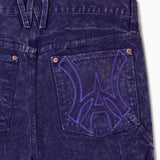 Close up of WOA Canvas Carpenter Shorts in Brick with WA logo on the right back pocket on a white