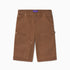 WOA Canvas Carpenter Shorts in Brick with WOA brand label on a white background