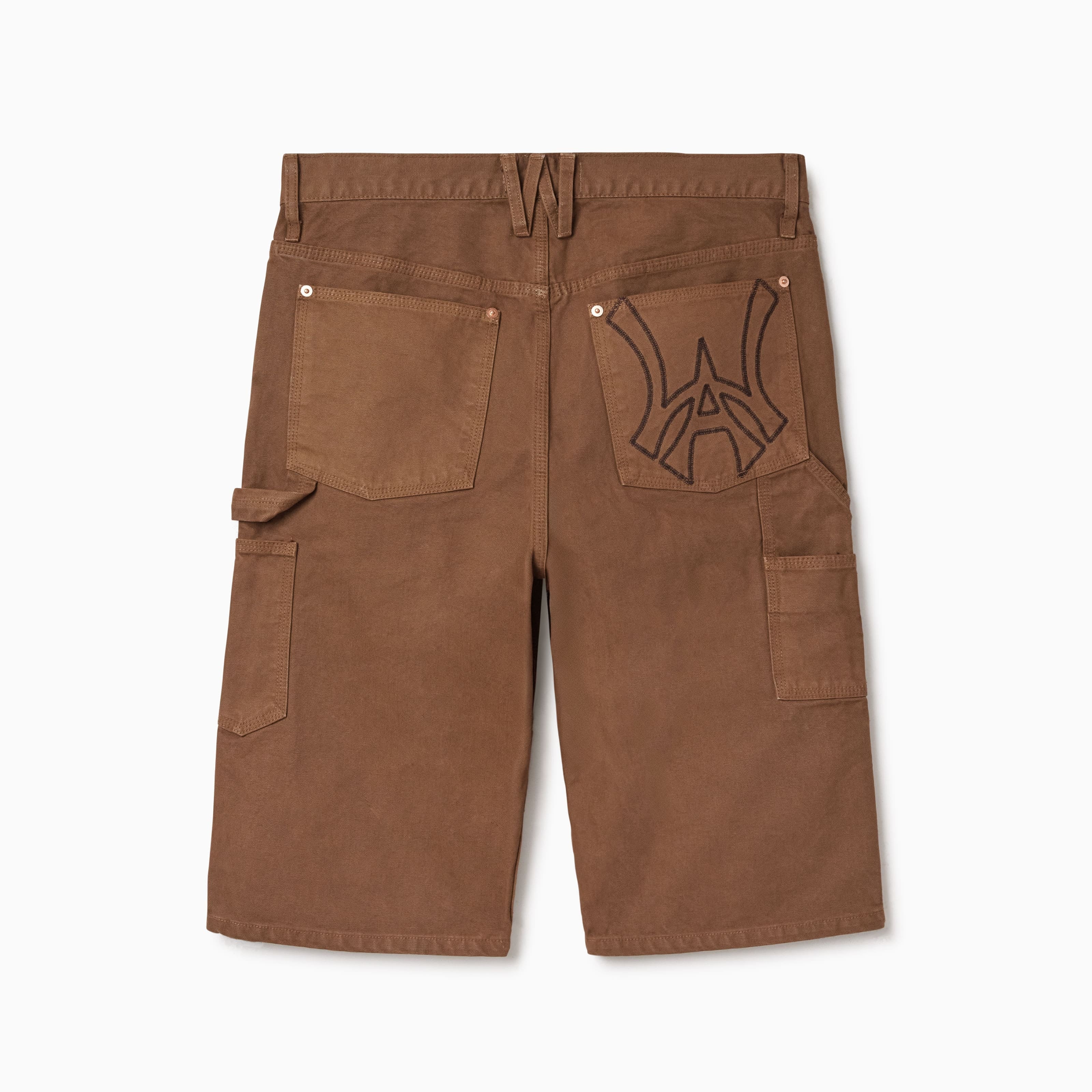 WOA Canvas Carpenter Shorts in Brick with WA logo on right back pocket on a white background