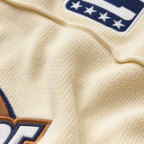 Close-up of a embroidered captains patch.