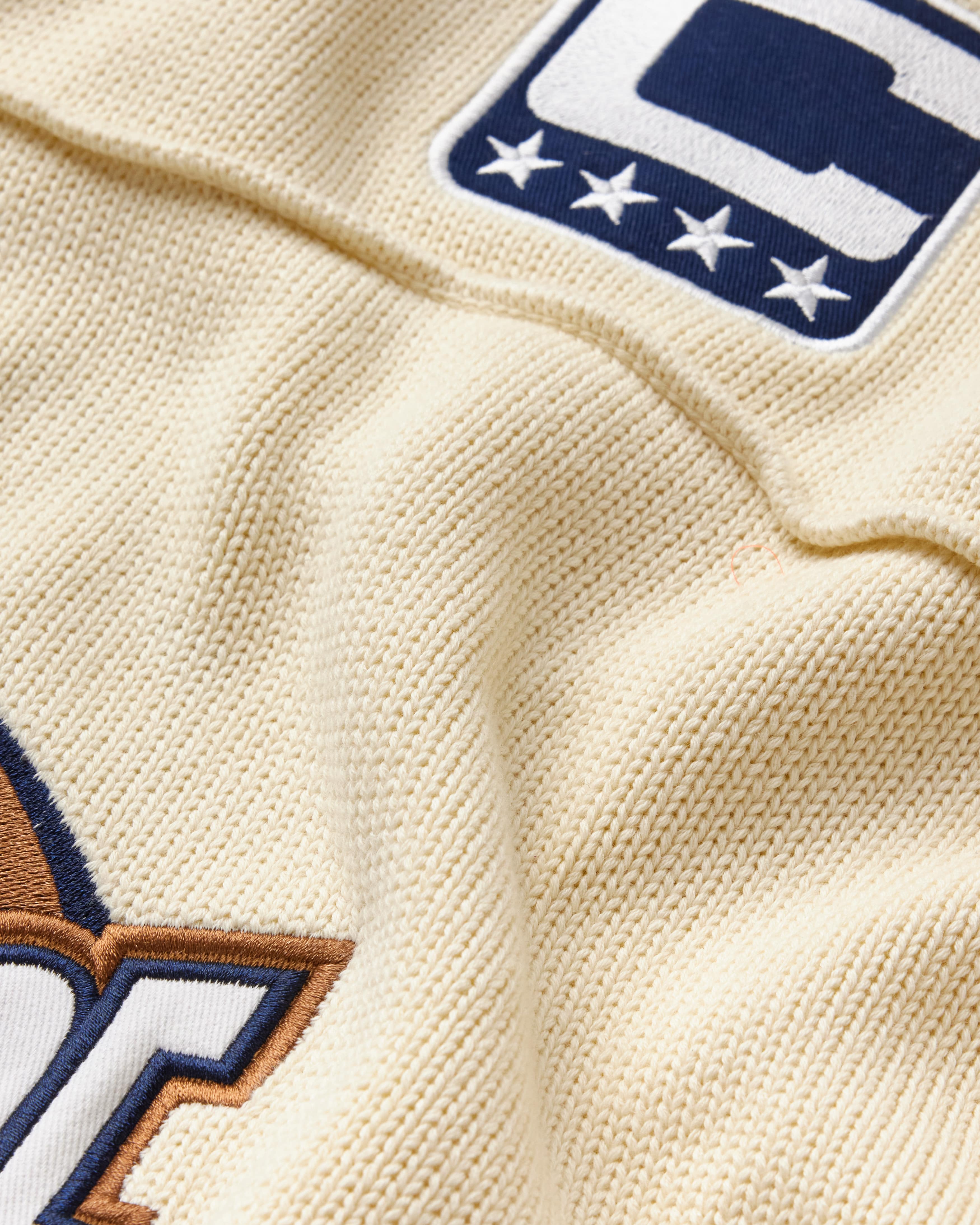 Close-up of a embroidered captains patch.