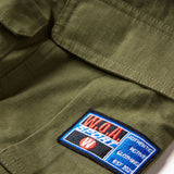Close-up of the W.O.A patch on a white background