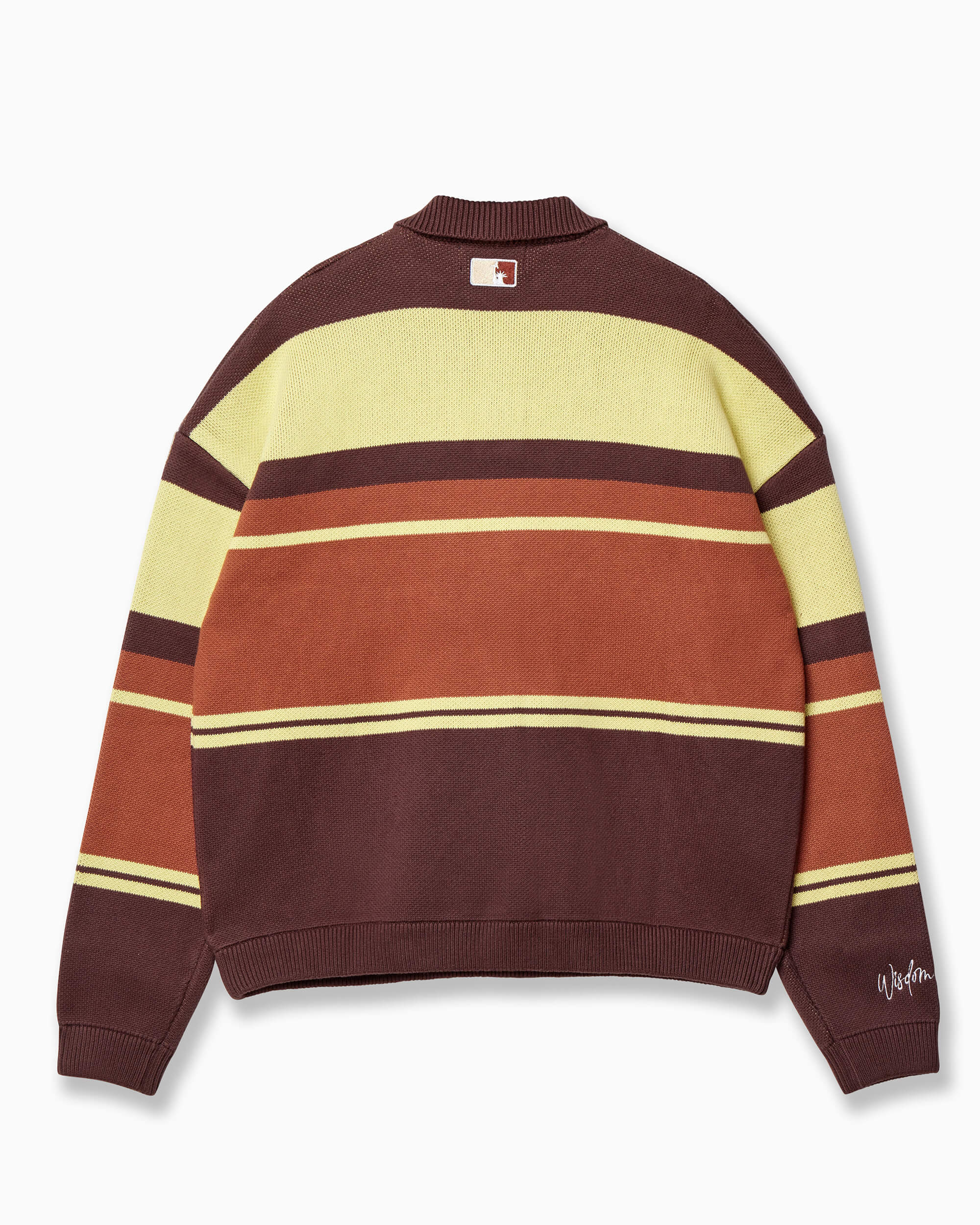 Back of the Wisdom of Age Butterscotch Stripped Carlton Rugby Sweater 
